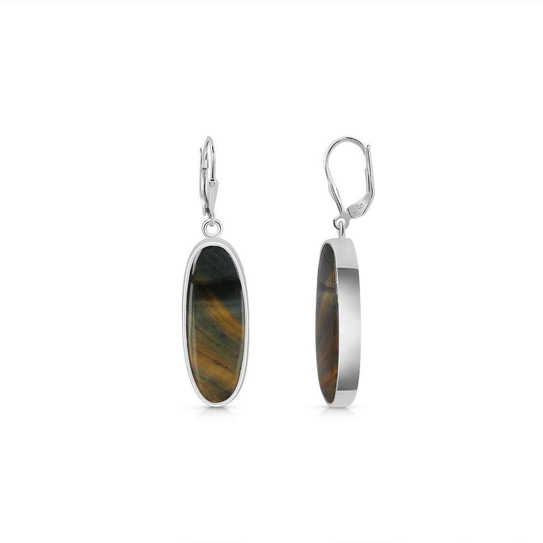 Premium Blue Tiger Eye Statement Earrings - Ultimate Elegance