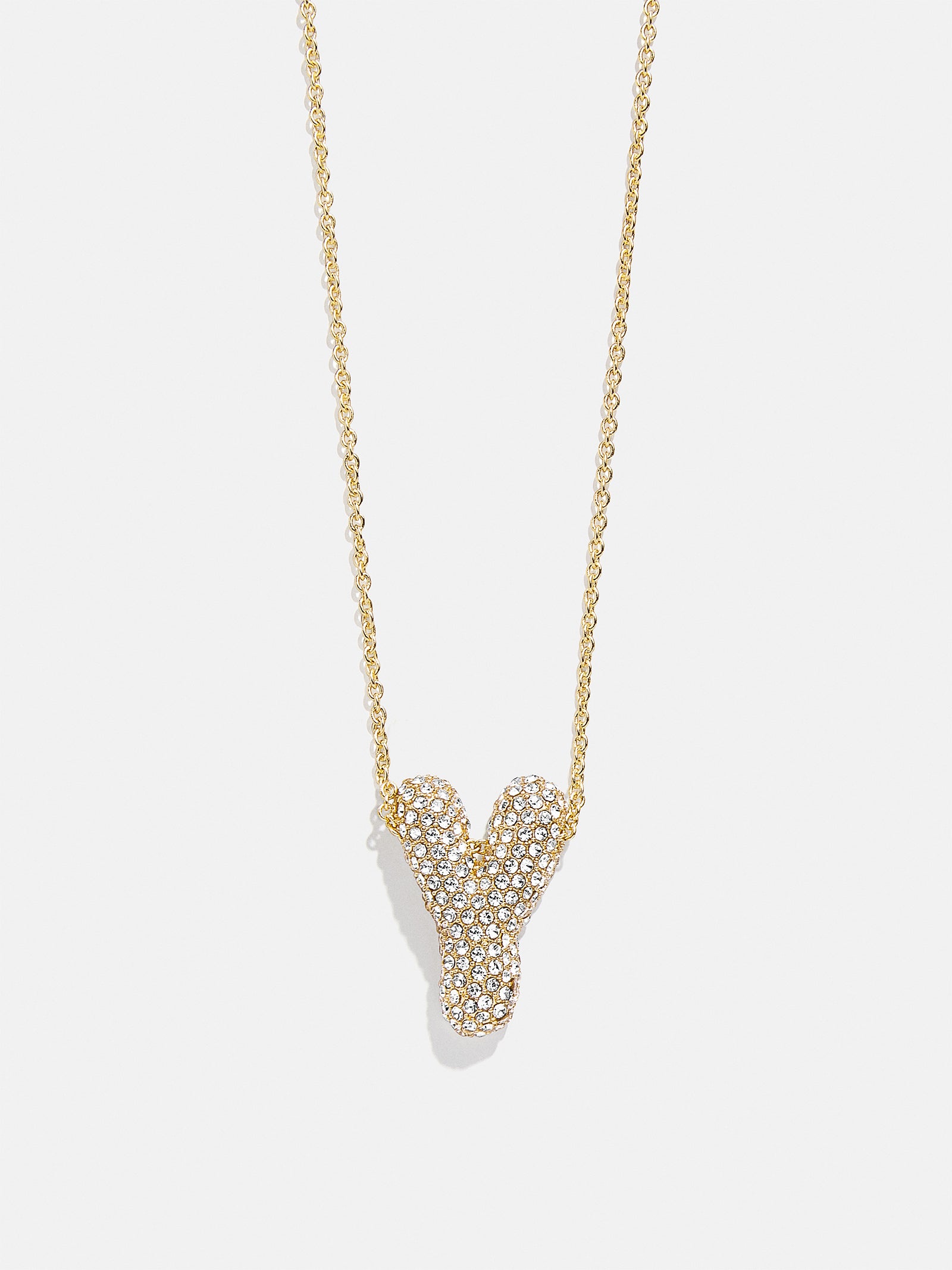 Premium Kids' Bubble Initial Necklace - Gold/Pavé