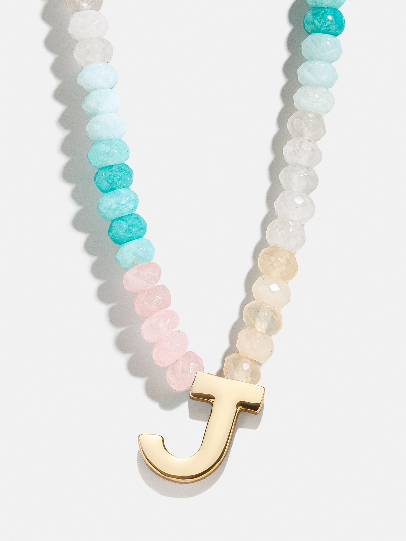 Premium Custom Initial Necklace with Semi-Precious Stones - Light Multi