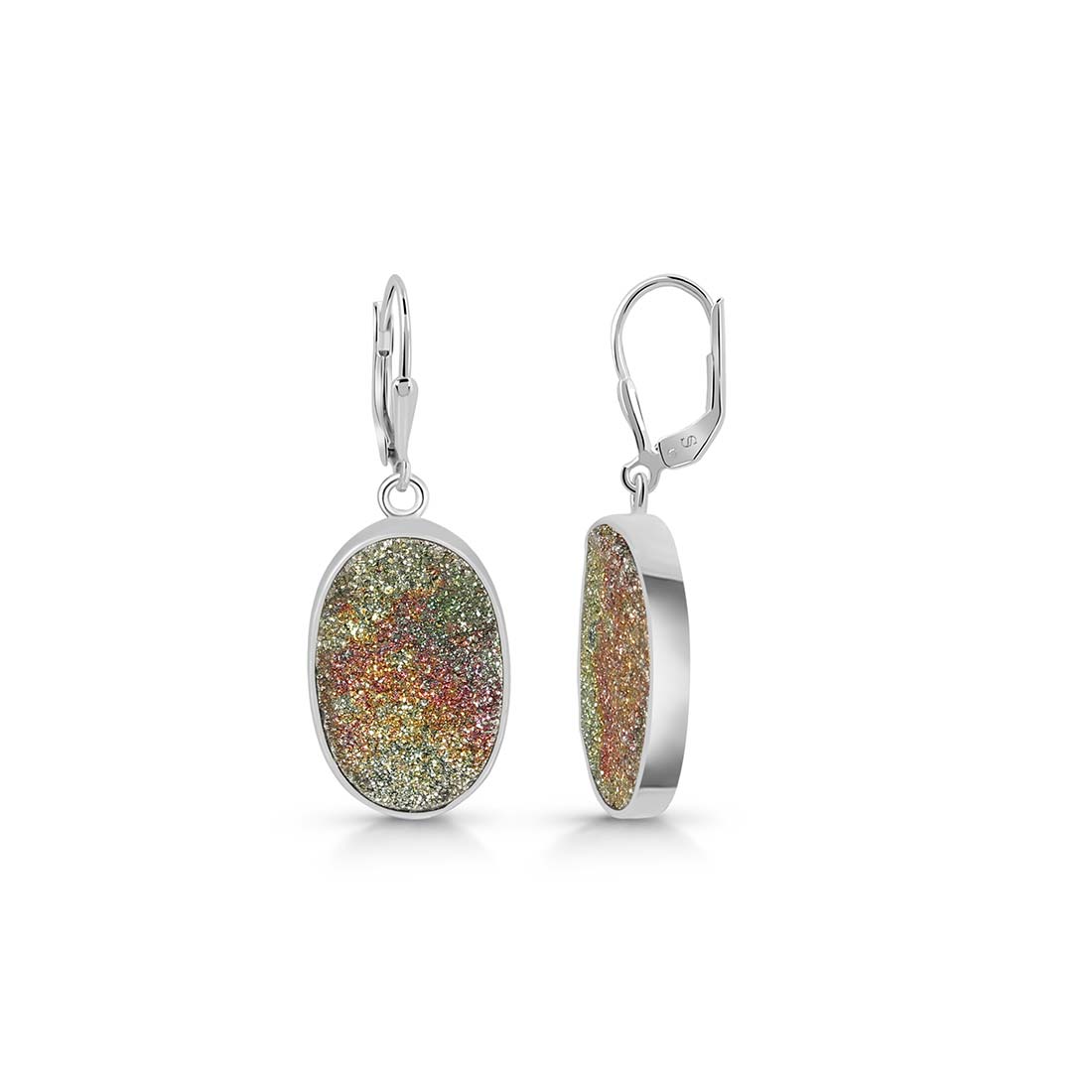 Premium Spectropyrite Druzy Statement Earrings - SPD-E-18