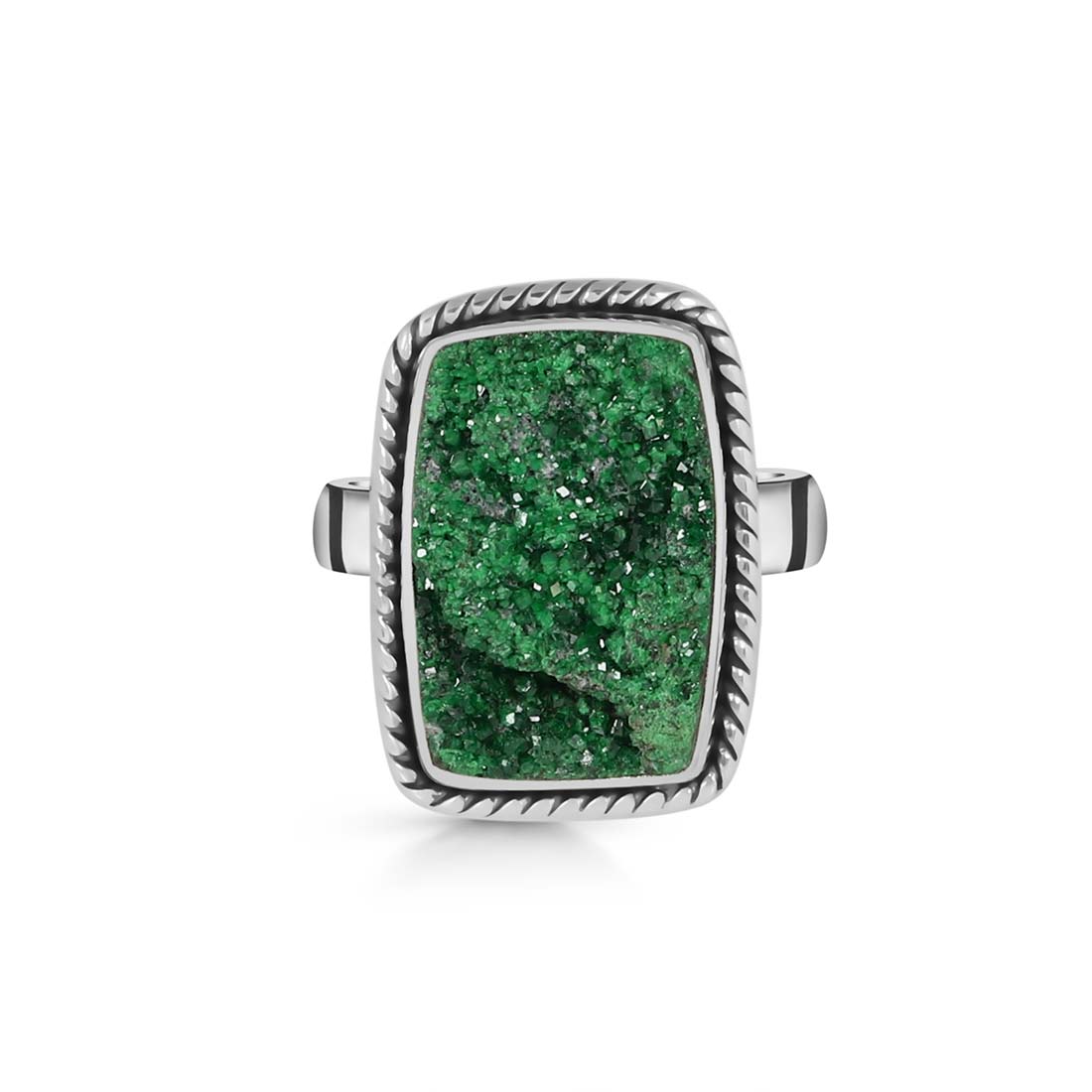 Premium Uvarovite Druzy Statement Ring - Elegant Green Gemstone Jewelry