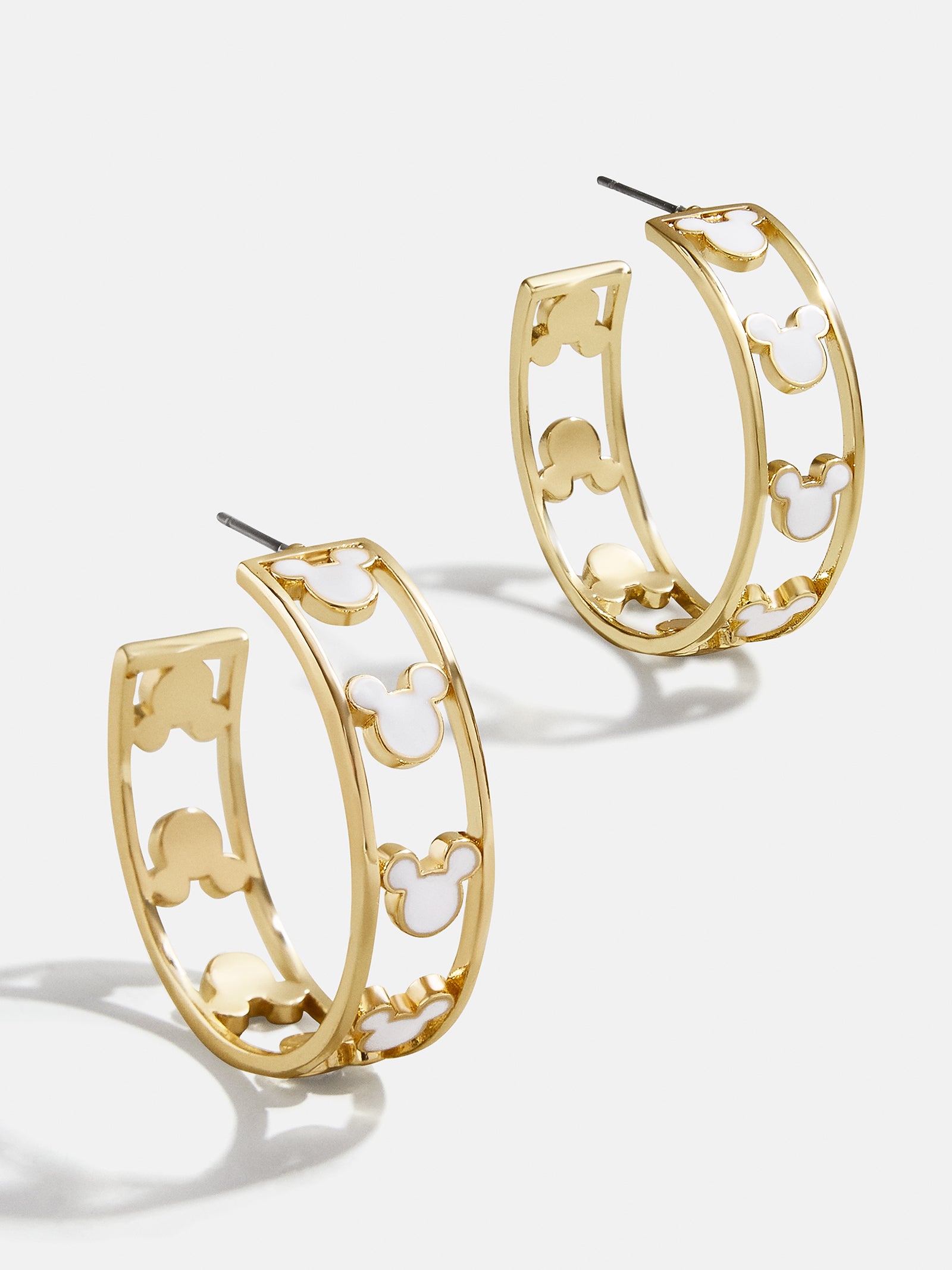 Premium Mickey Mouse Disney Hoop Earrings - White/Gold | Ultimate Disney Style