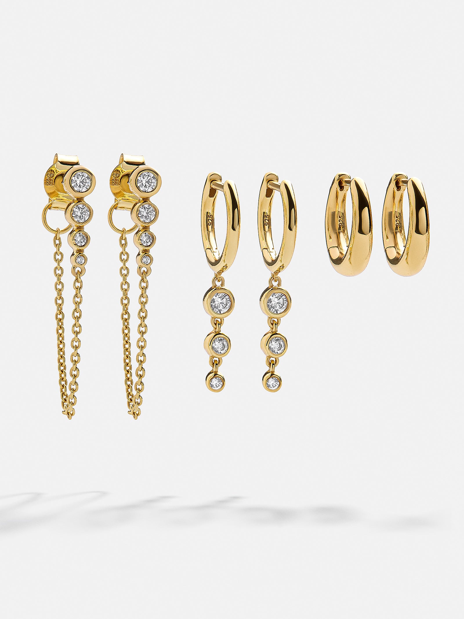 Premium Jenelle 18K Gold Earring Set - Ultimate Gold/Pavé Collection