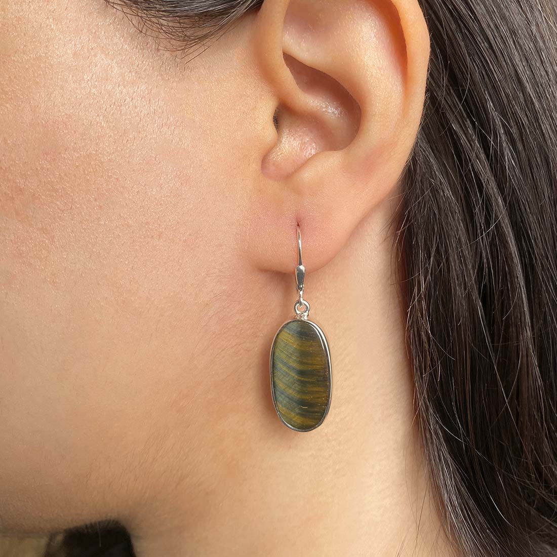 Premium Blue Tiger Eye Statement Earrings - Sagacia Jewelry