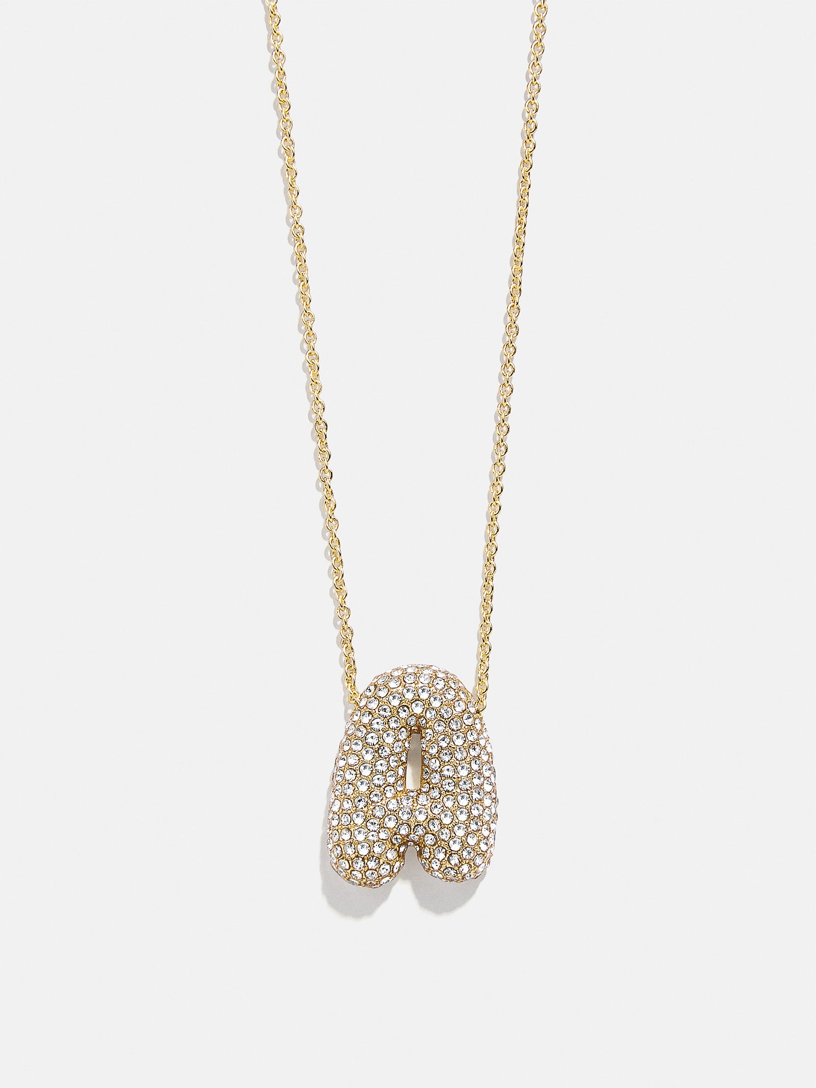 Premium Kids' Bubble Initial Necklace - Gold/Pavé