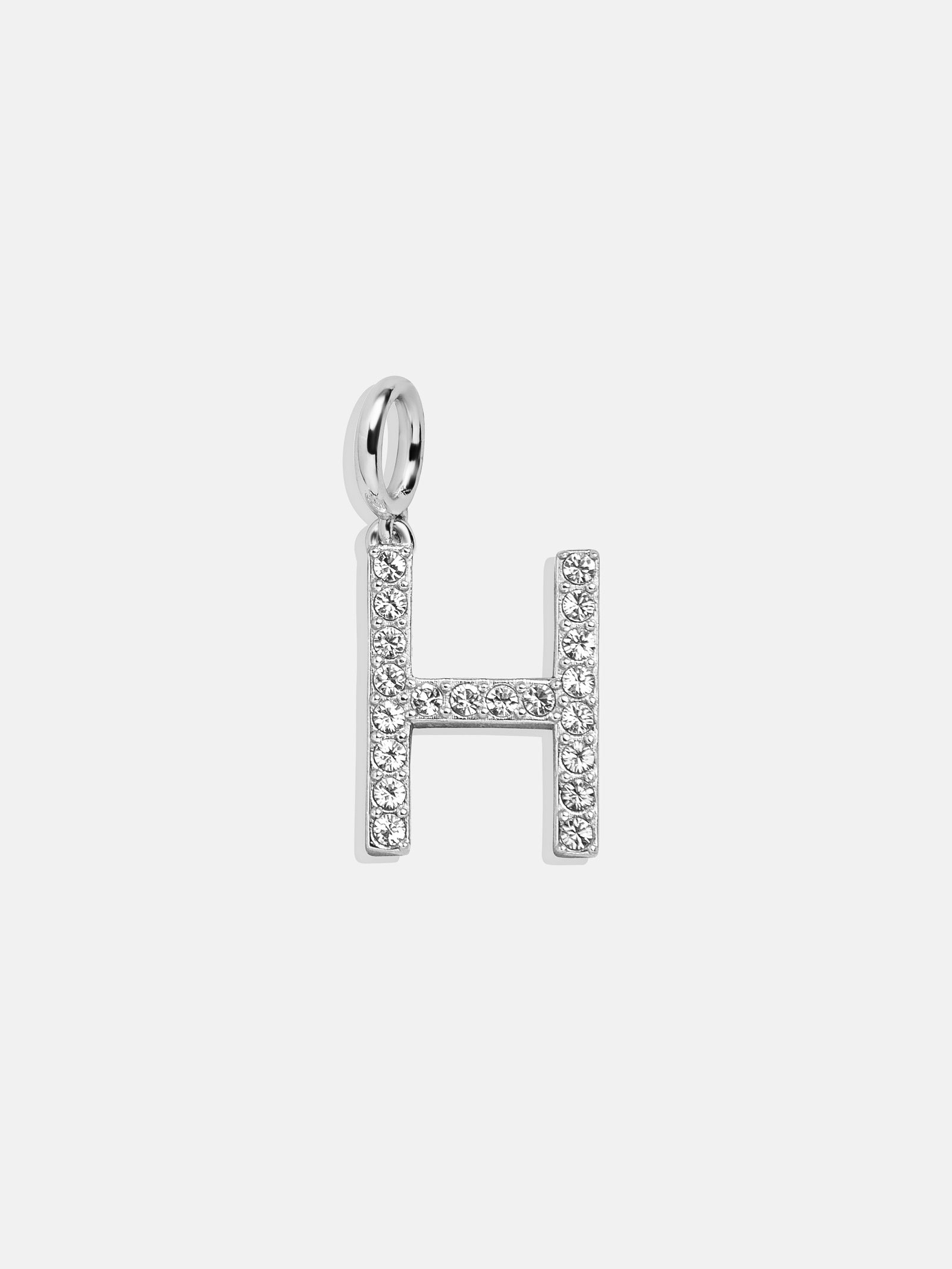 Premium Silver Pave Initial Cluster Charm Necklace - H