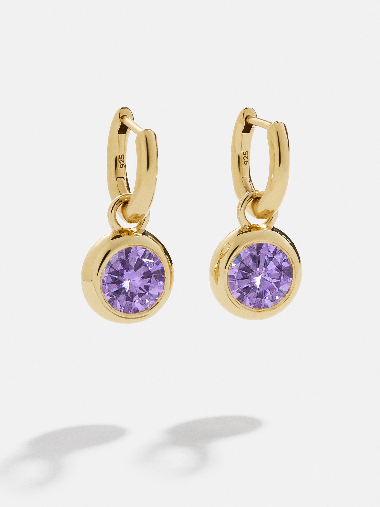 Premium 18K Gold Birthstone Drop Earrings - Light Amethyst | Elegant & Personalized