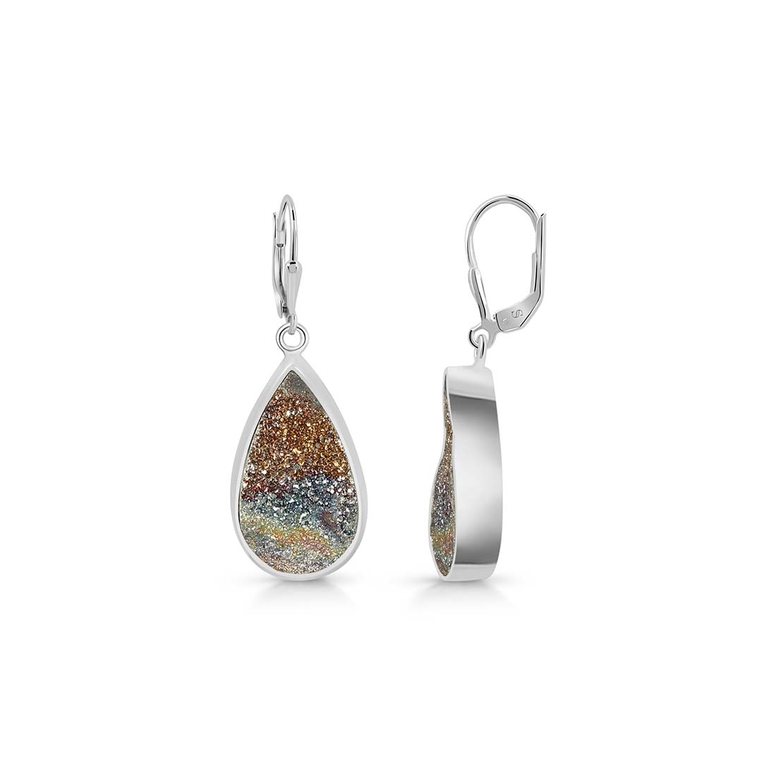 Premium Spectropyrite Druzy Earrings - Ultimate Statement Jewelry