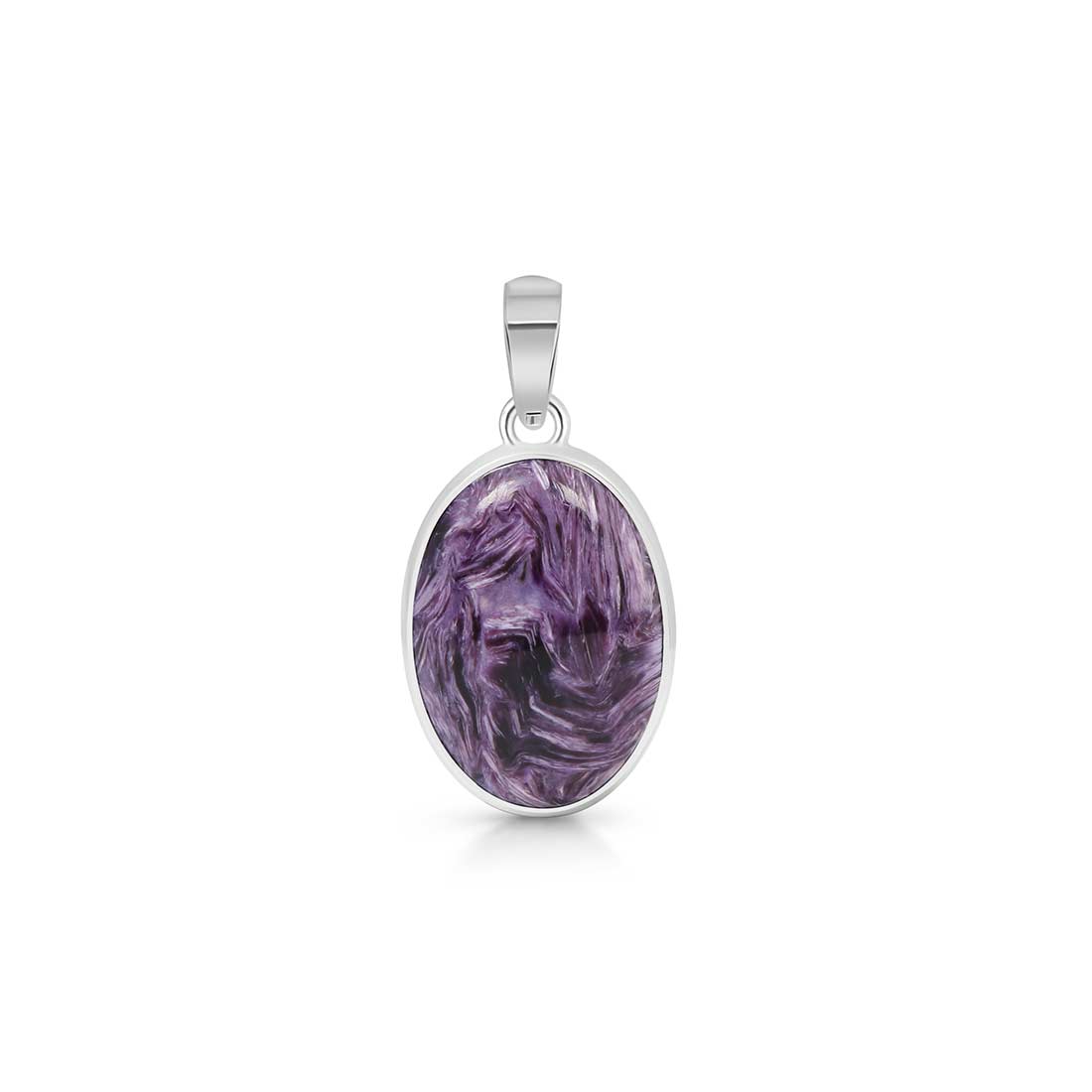 Premium Charoite Statement Pendant - Elegant Purple Silver Jewelry