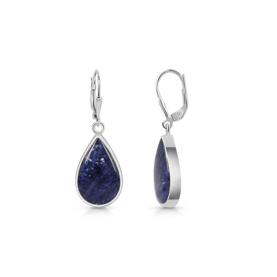 Premium Sodalite Statement Earrings - Elegant 925 Sterling Silver (SDL-E-1)