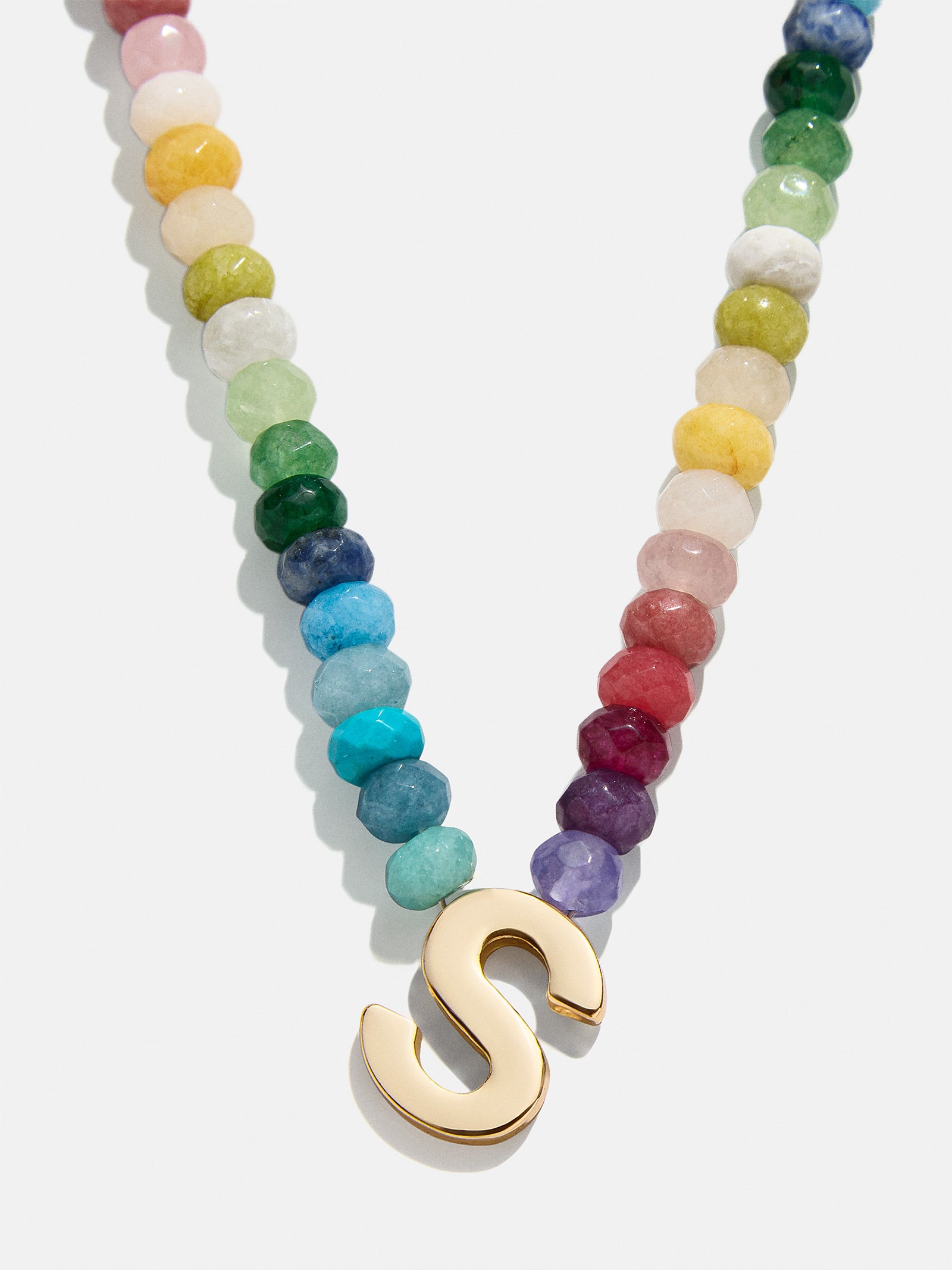 Premium Custom Initial Necklace with Semi-Precious Stones