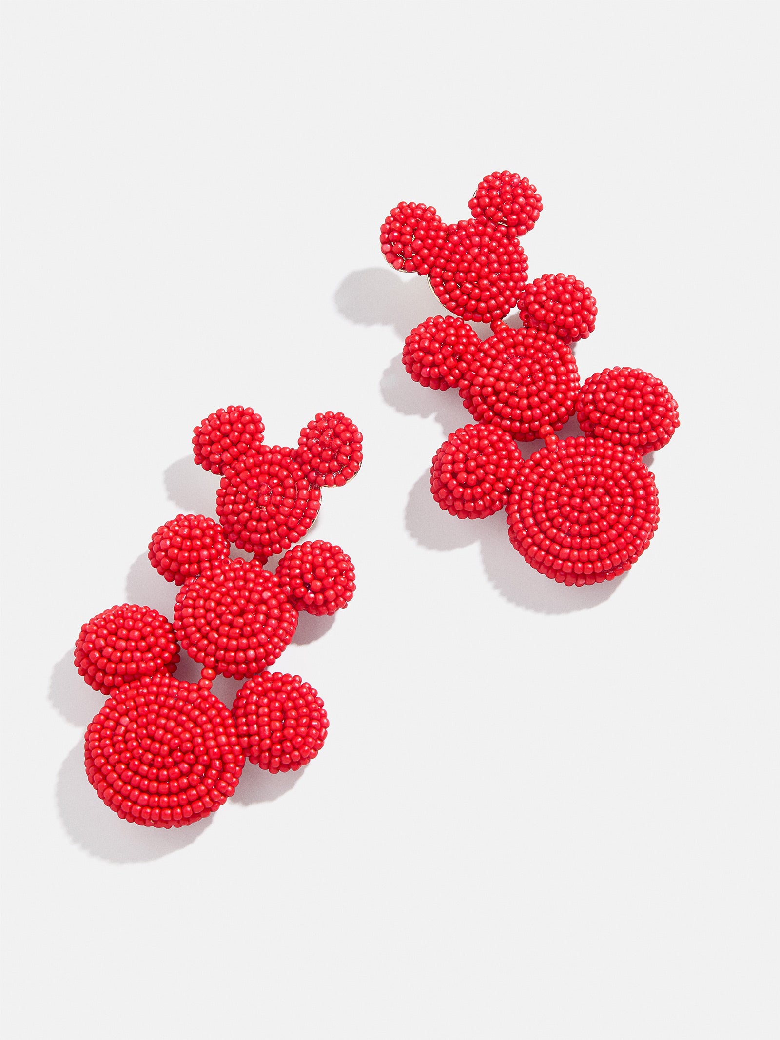 Premium Disney Mickey Mouse Beaded Statement Earrings - Vibrant Red