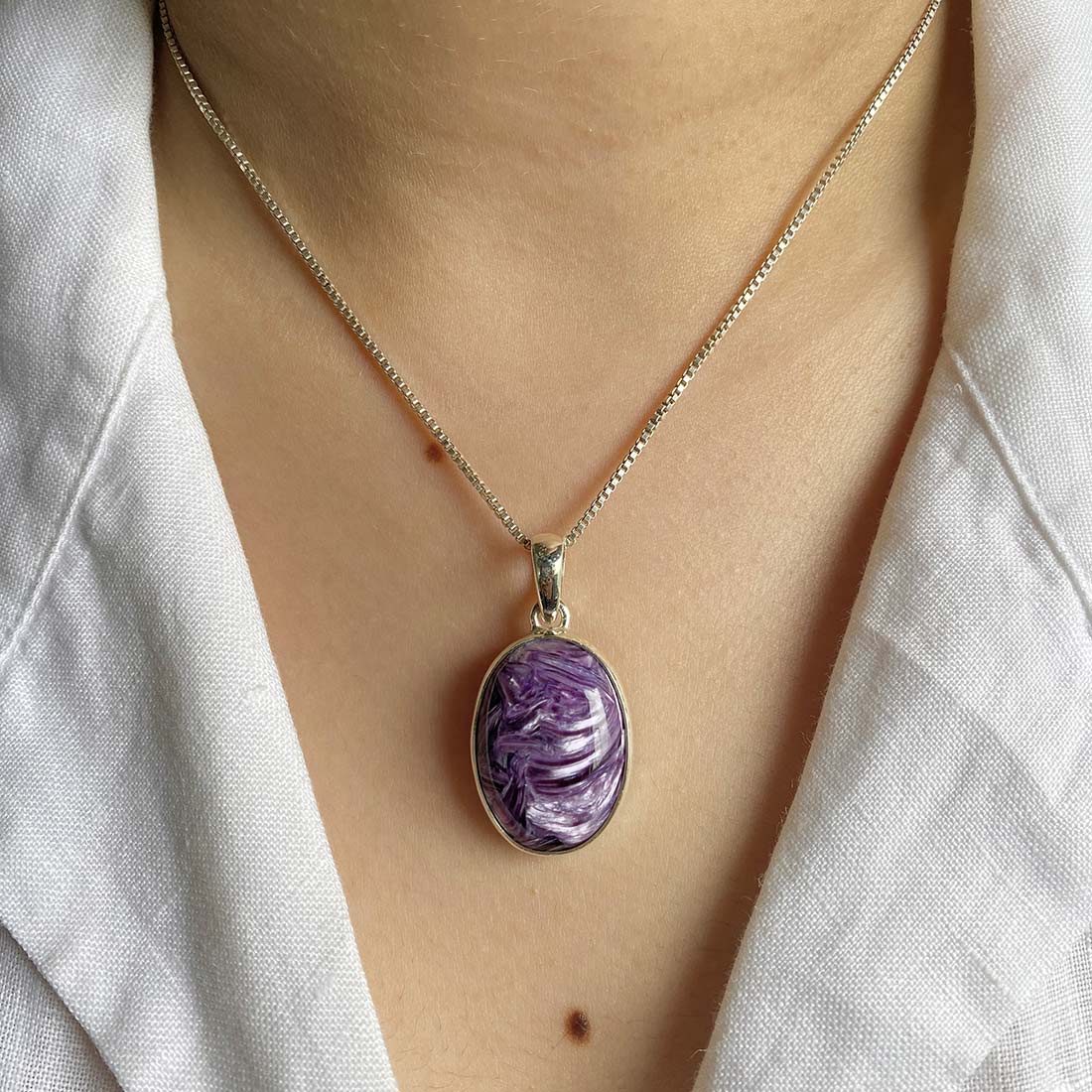 Premium Charoite Pendant - Elegant Purple Statement Jewelry (CHR-P-41)