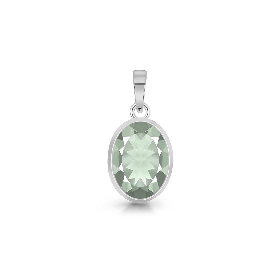 Premium Green Amethyst Pendant - Elegant Sterling Silver Jewelry (GRA-SP-458)