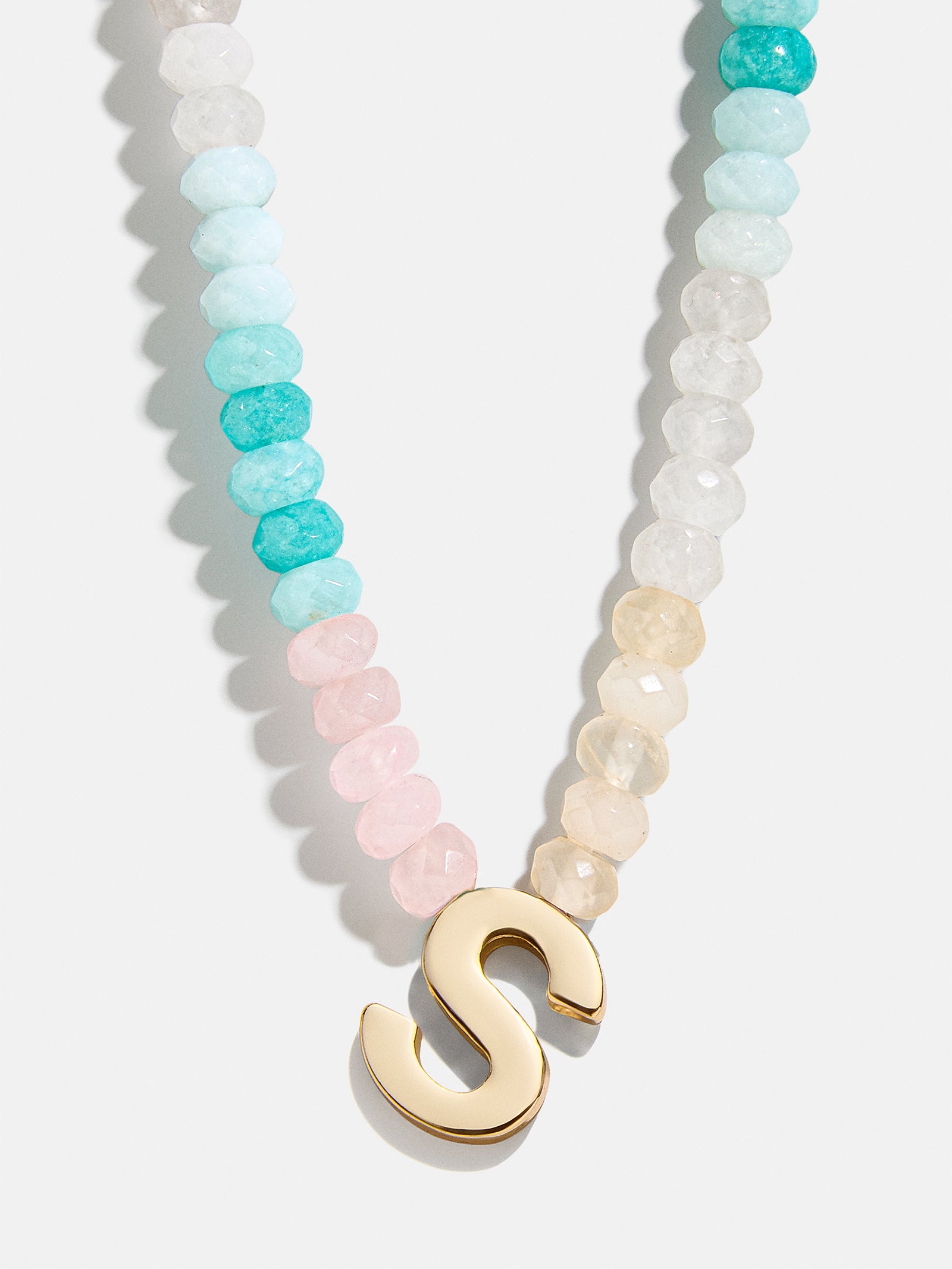 Premium Custom Initial Necklace with Semi-Precious Stones - Light Multi