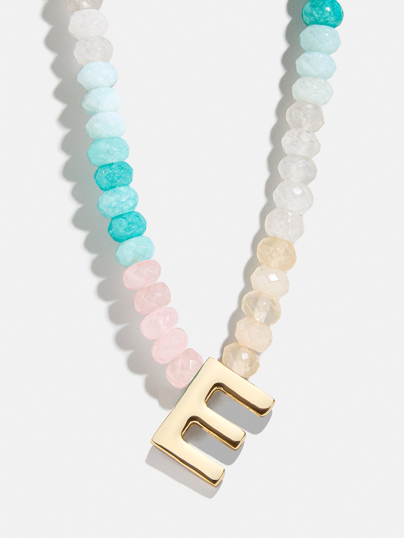 Premium Custom Initial Necklace with Semi-Precious Stones - Light Multi