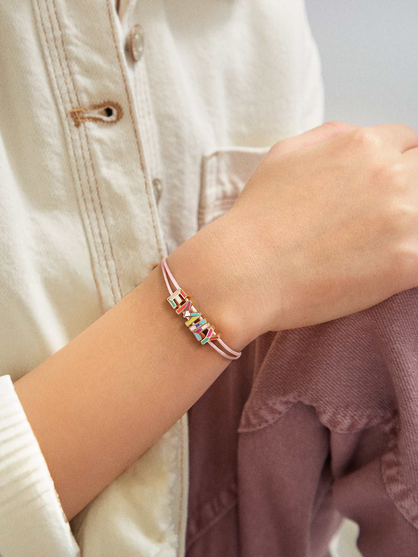 Premium Kids' Personalized Cord Bracelet - Pink