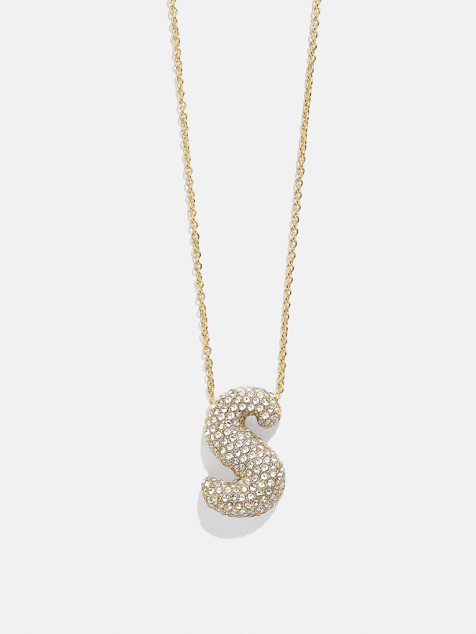 Premium Kids' Bubble Initial Necklace - Gold/Pavé