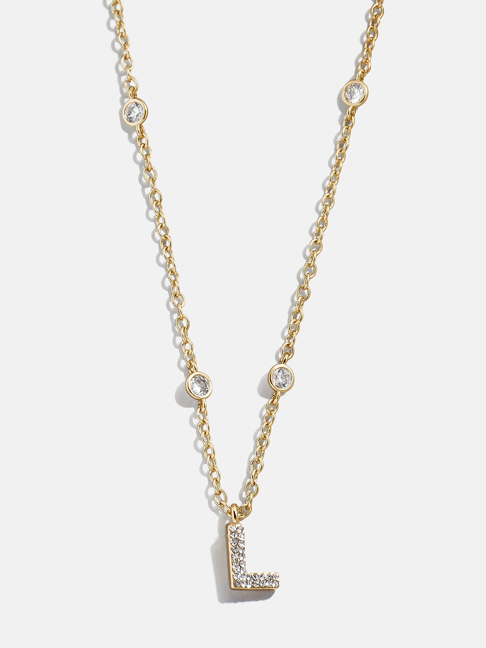 Premium Pavé Initial Yasmine Necklace - Gold Plated, Personalized Elegance