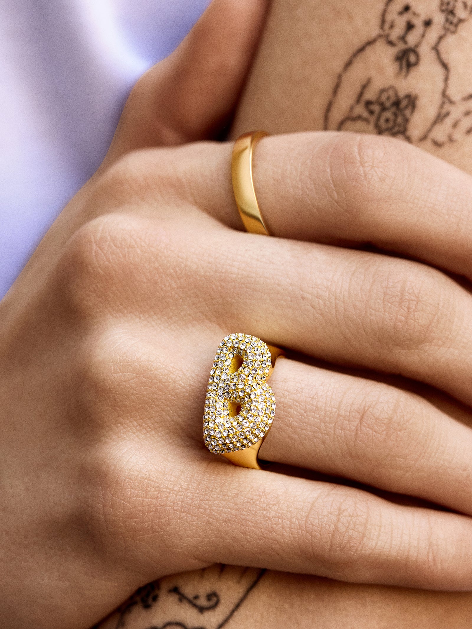 Premium Bubble Initial Ring - L | Personalized Stackable Jewelry