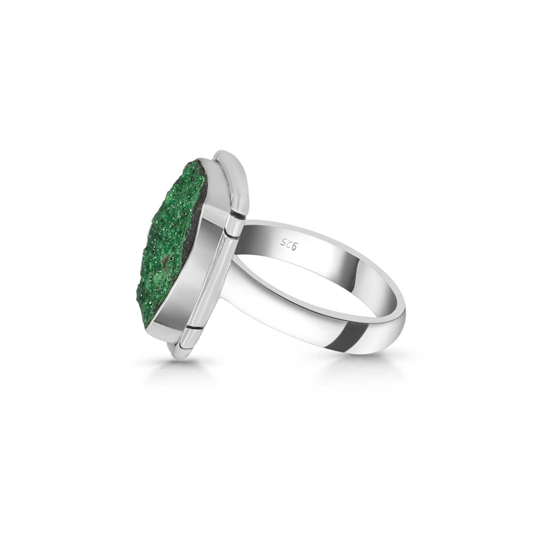 Premium Uvarovite Druzy Statement Ring - Elegant Green Gemstone Jewelry