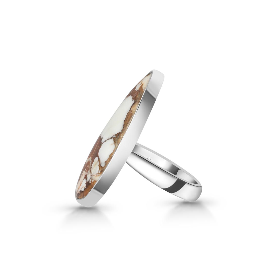 Premium Wild Horse Jasper Adjustable Ring - Elegant Silver Jewelry