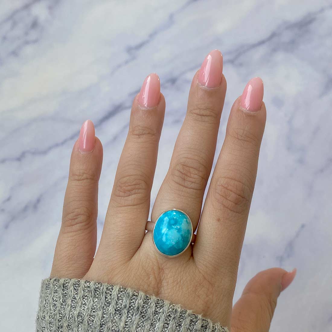 Premium Turquoise Statement Ring - Adjustable & Handmade