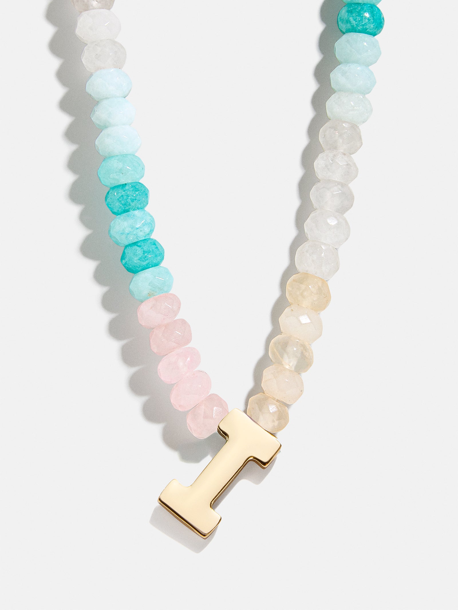 Premium Custom Initial Necklace with Semi-Precious Stones - Light Multi