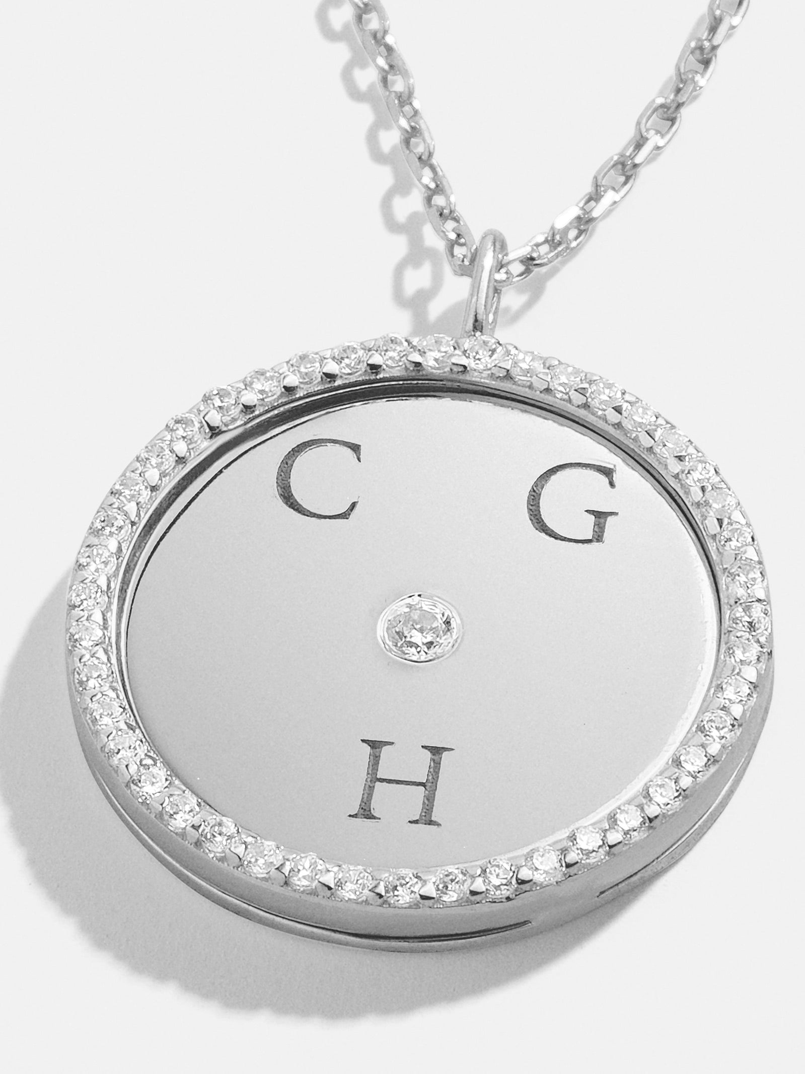 Premium Sterling Silver Custom Monogram Necklace with Pavé Accents