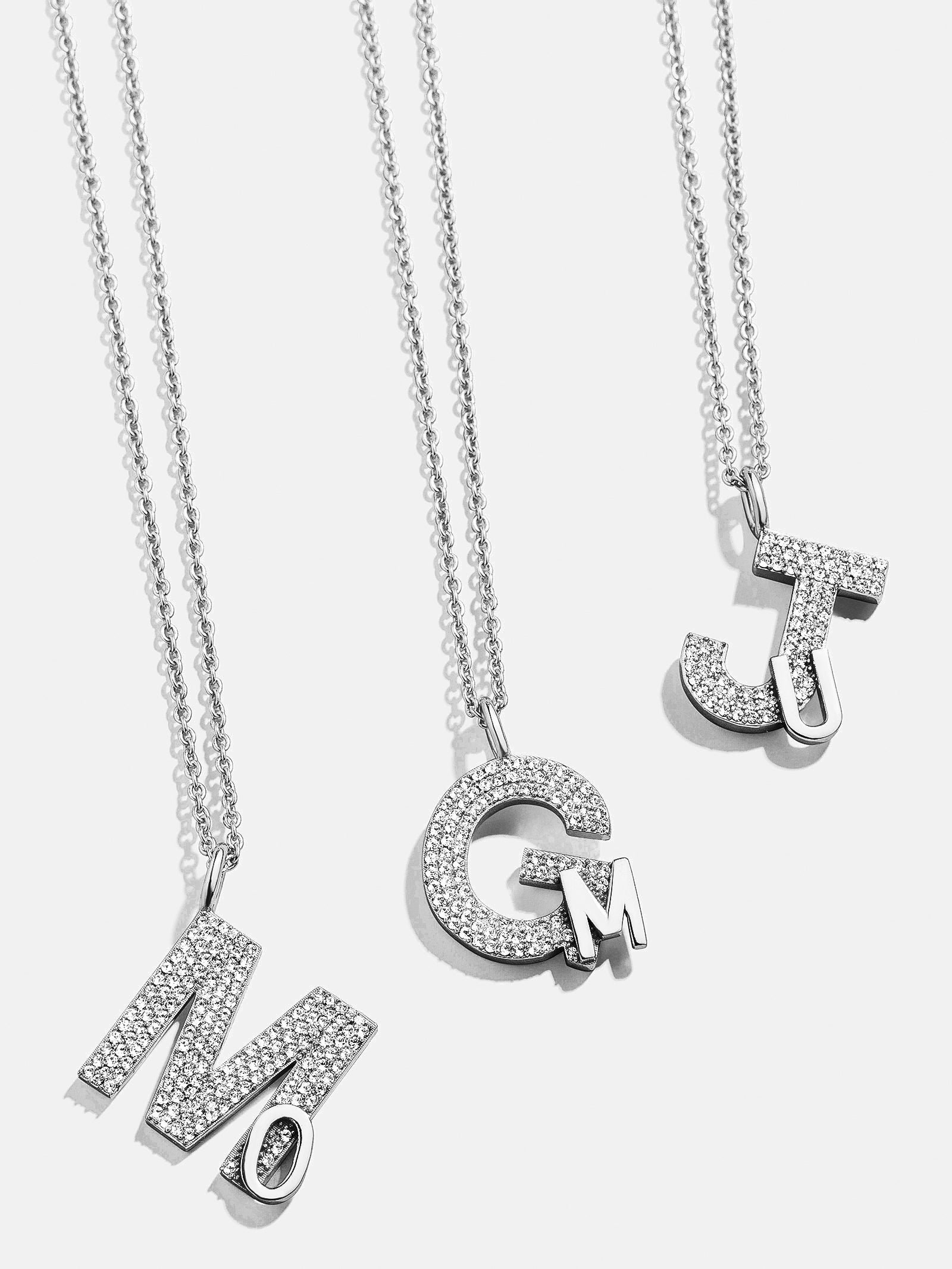 Premium Double Initial Pavé Necklace - Personalized Silver Jewelry