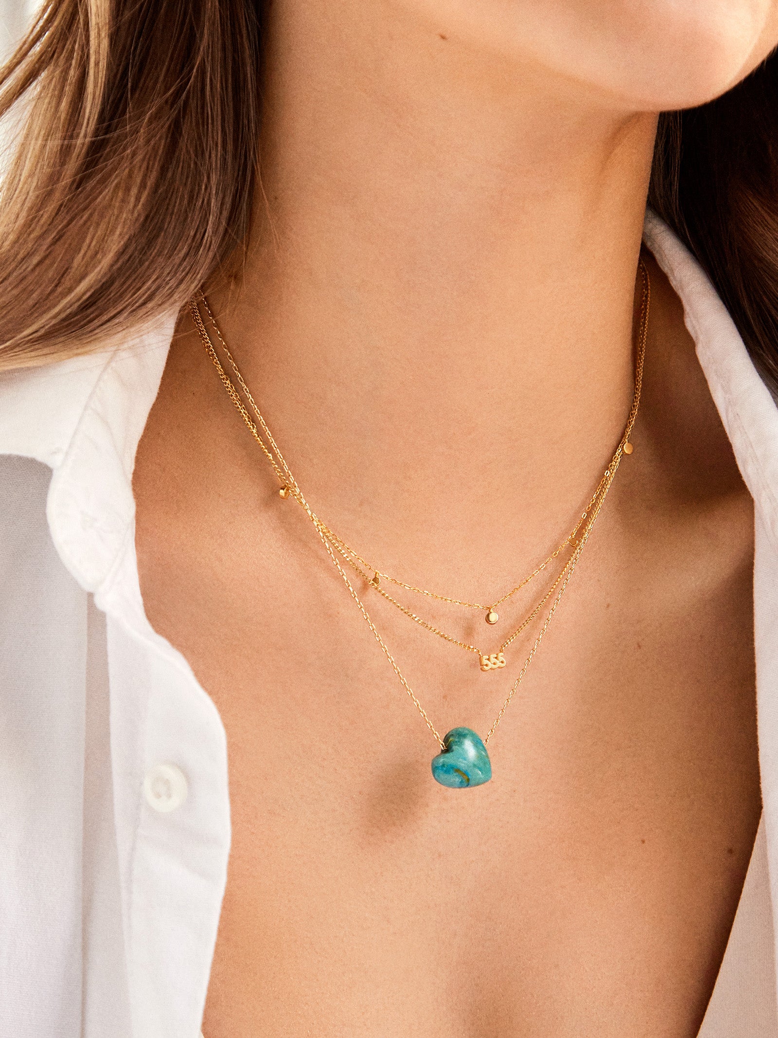 Premium Juno Turquoise Necklace - Heart Pendant with Natural Stone