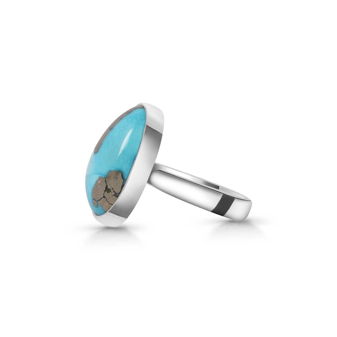 Premium Turquoise Adjustable Ring - TRQ-R-209 | Handcrafted Sterling Silver Jewelry