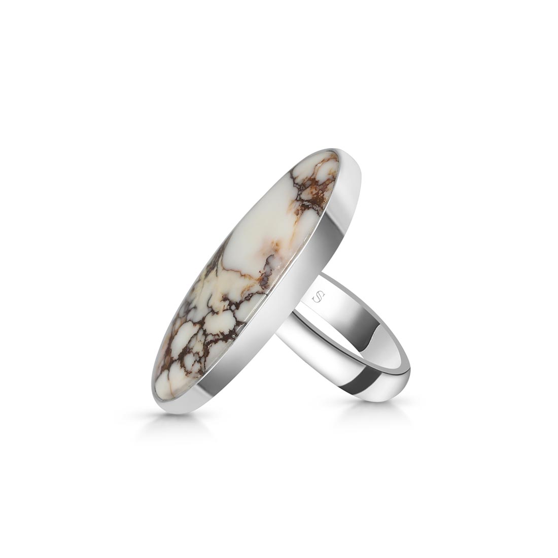 Premium Wild Horse Jasper Adjustable Ring - Elegant 925 Sterling Silver