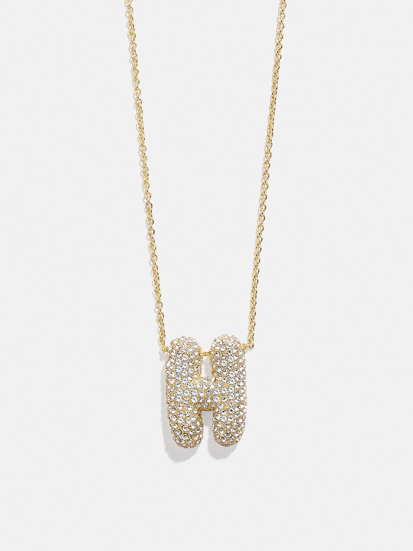 Premium Kids' Bubble Initial Necklace - Gold/Pavé