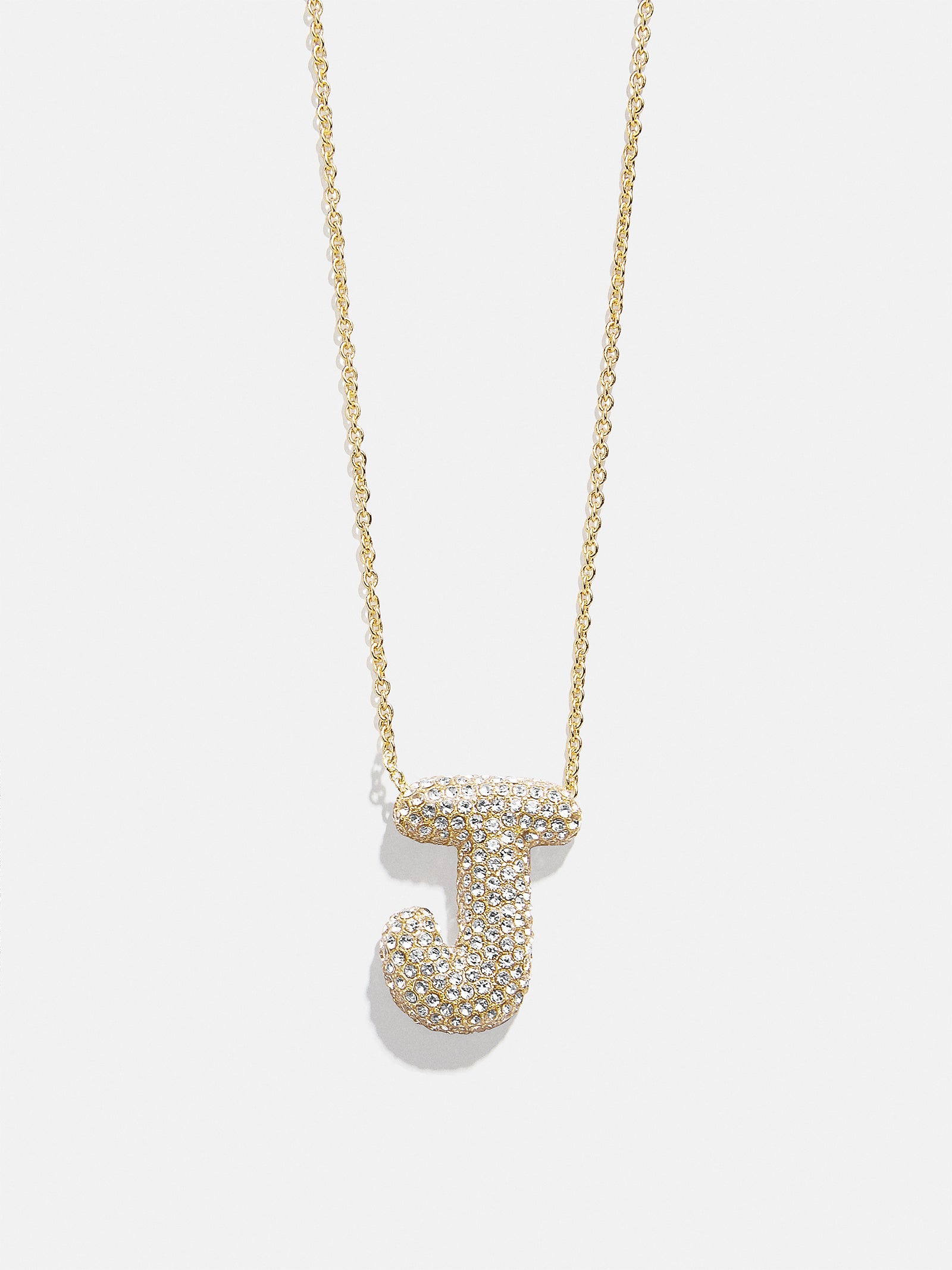 Premium Kids' Bubble Initial Necklace - Gold/Pavé