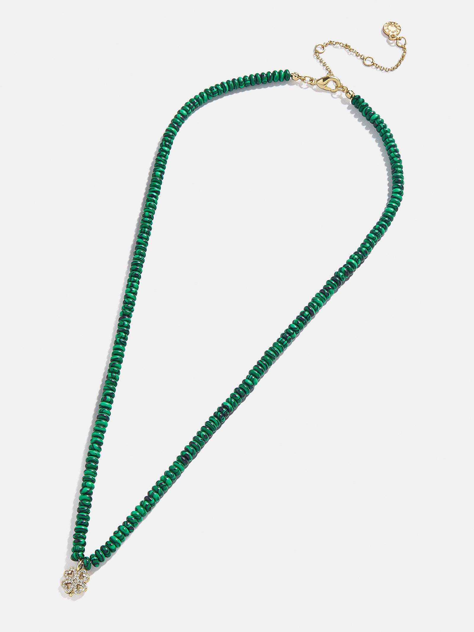 Premium Clover Energy Necklace - Malachite Beads & Charm