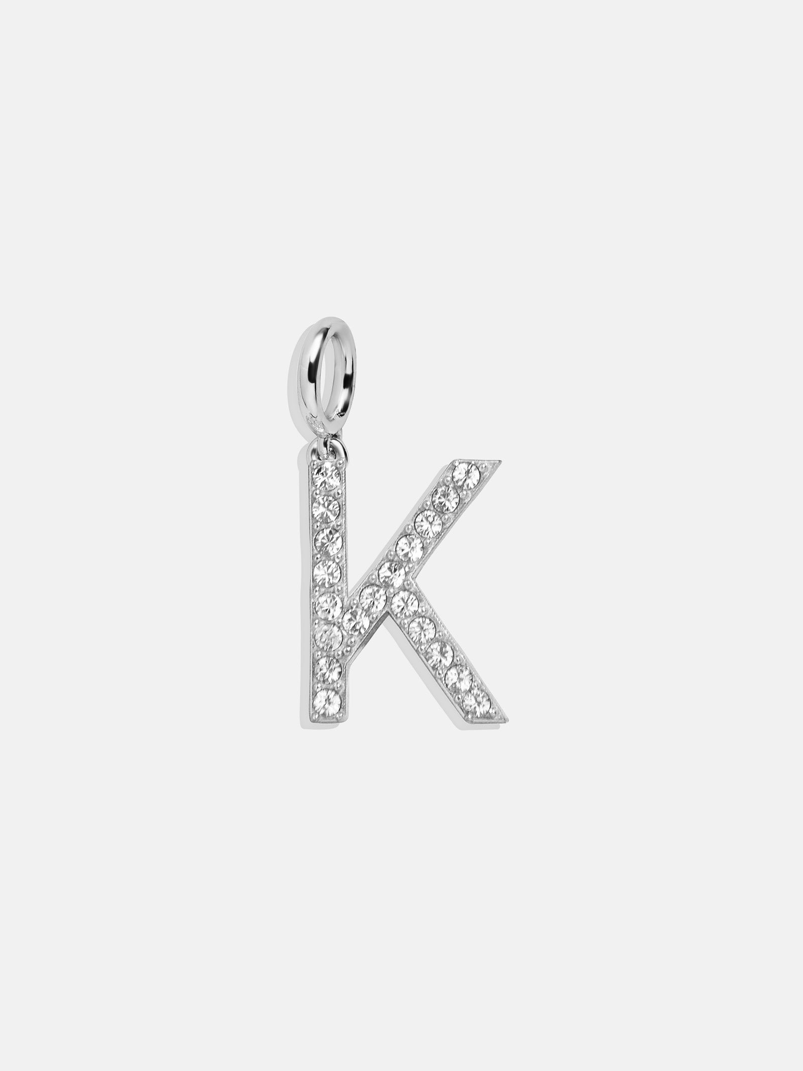 Premium Silver Pave Initial Cluster Charm - K