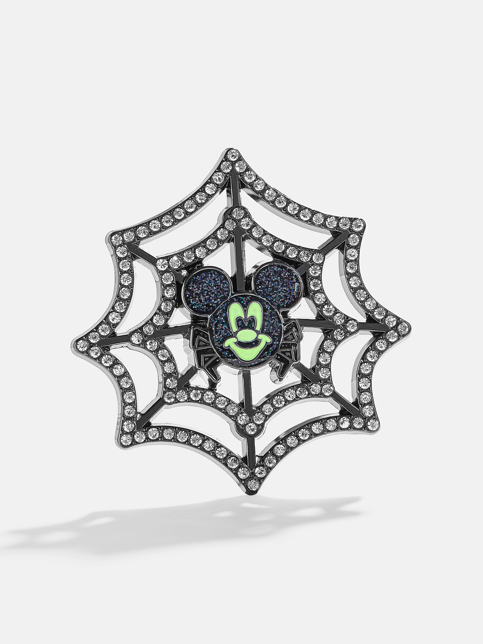 Premium Mickey Mouse Glow-in-the-Dark Spiderweb Pin - Halloween Accessory