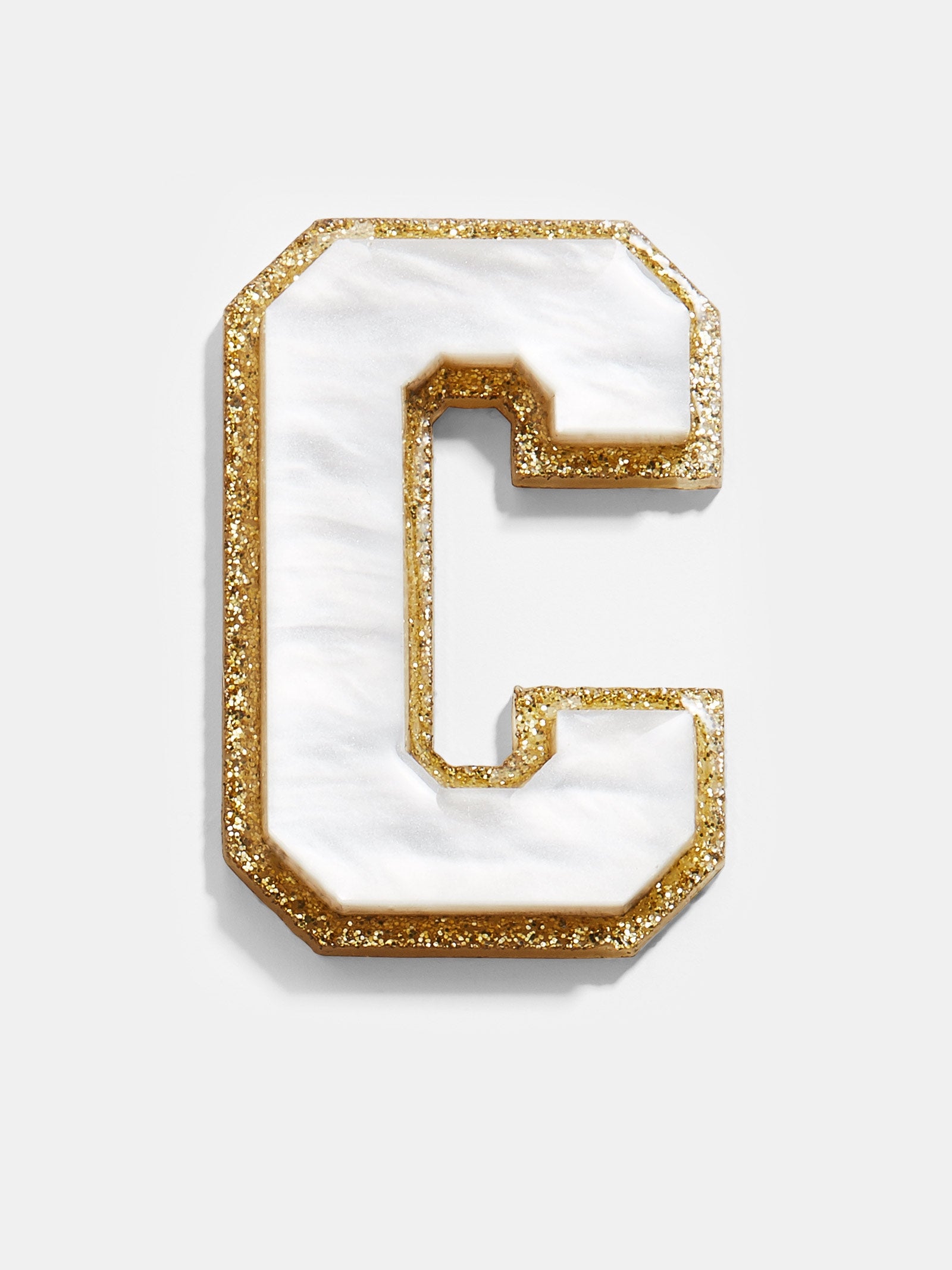 Premium Varsity Initial Sticker - White/Gold | Personalize Your Style