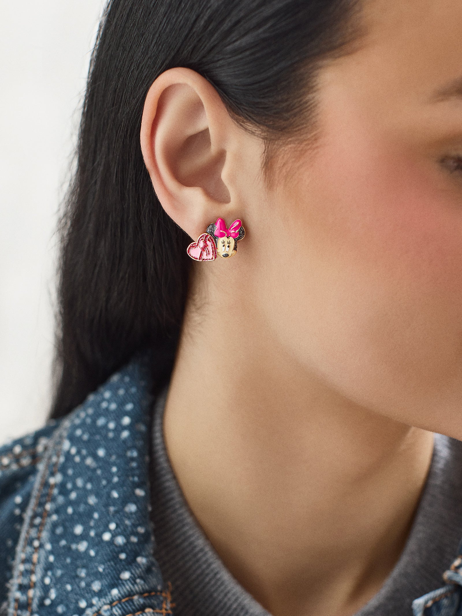 Premium Disney Minnie Mouse Valentine's Day Stud Earrings - Pink