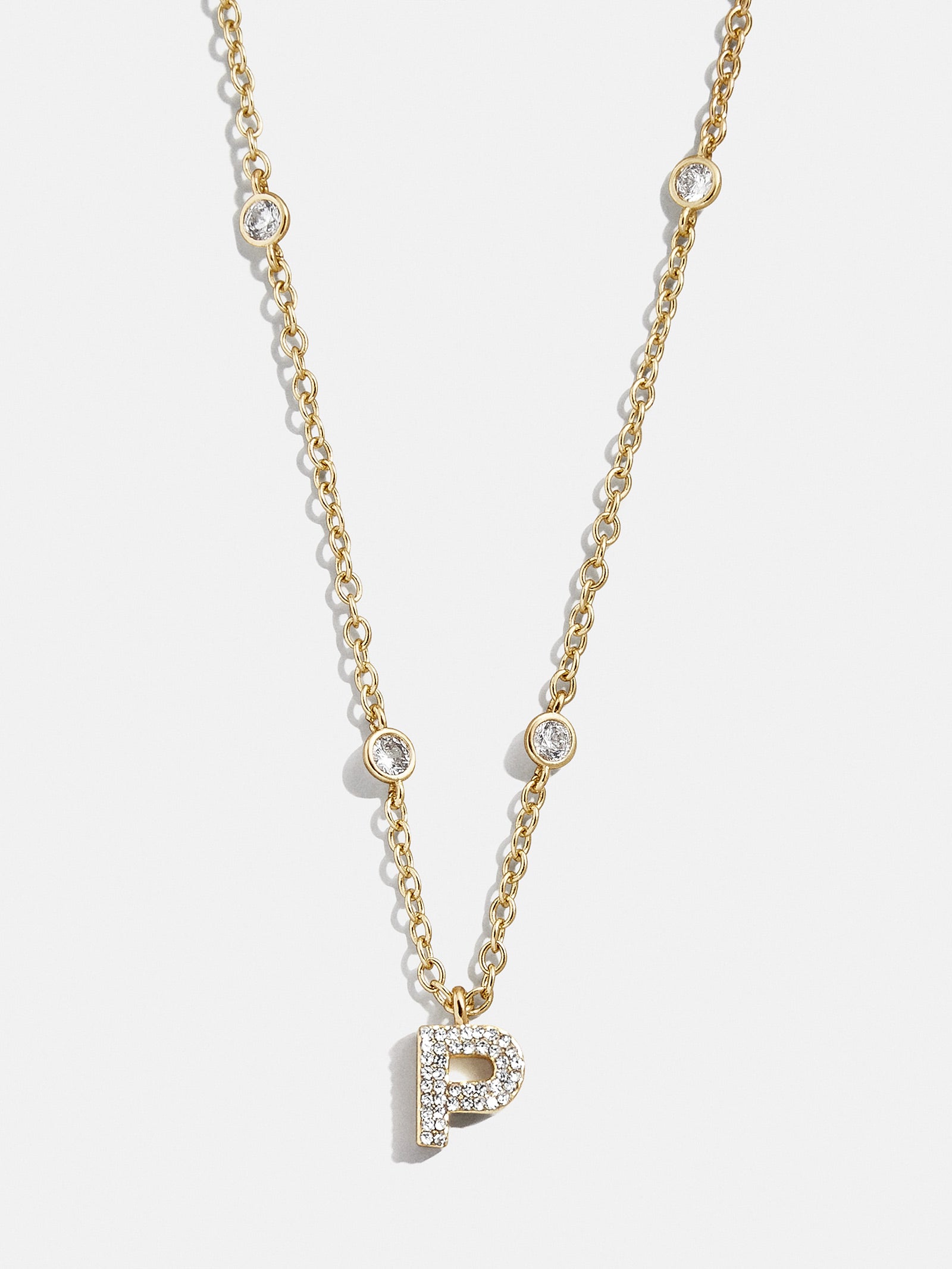 Premium Pavé Initial Yasmine Necklace - Gold Plated, Personalized Elegance