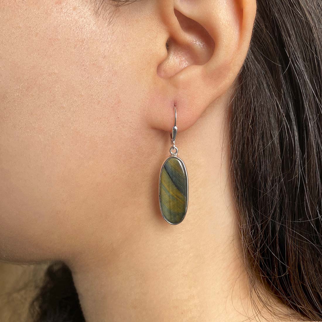 Premium Blue Tiger Eye Statement Earrings - Sagacia Jewelry