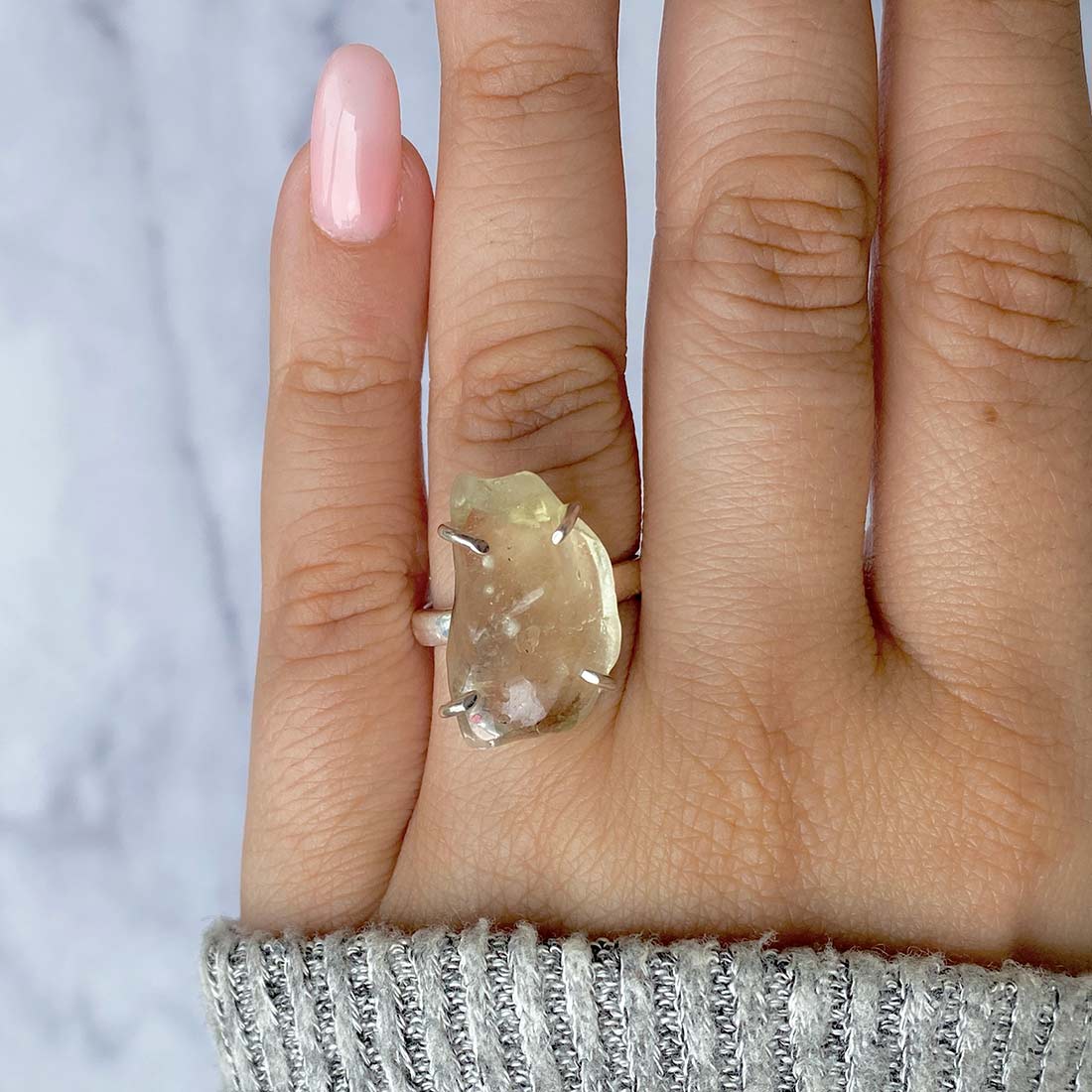 Premium Libyan Desert Glass Statement Ring - LDG-R-26