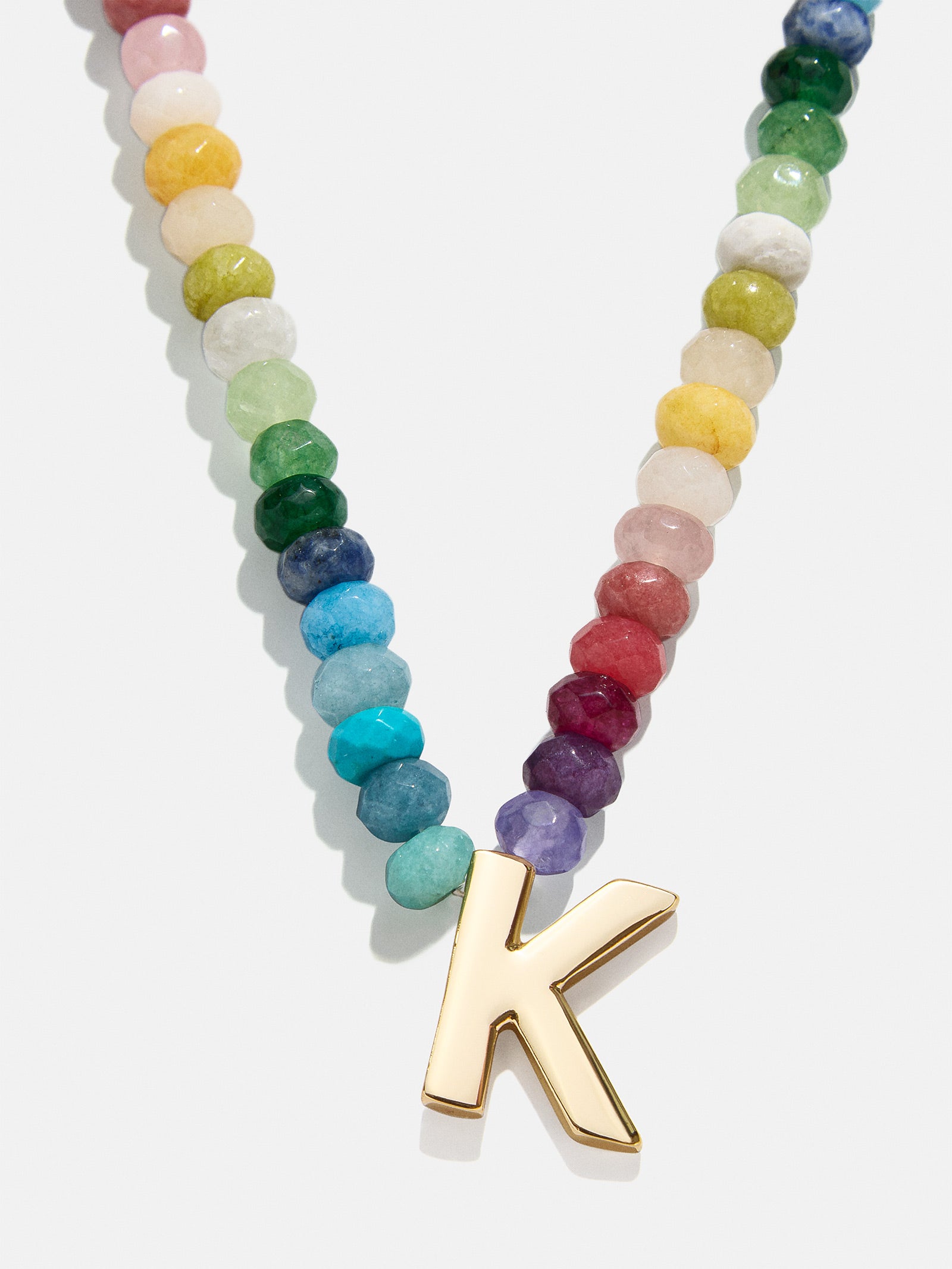 Premium Custom Initial Necklace with Semi-Precious Stones