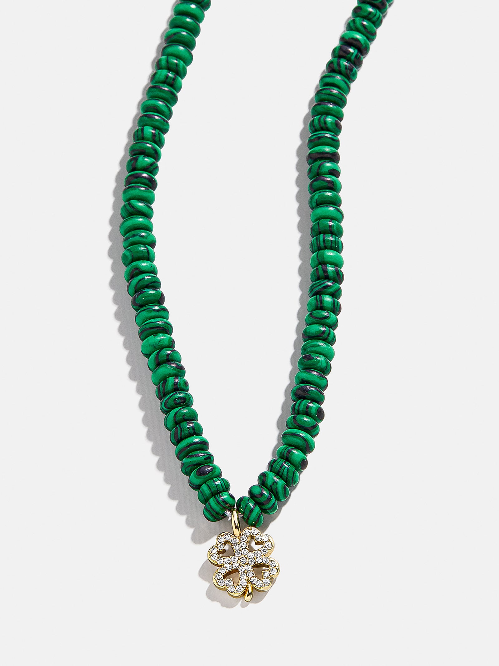 Premium Clover Energy Necklace - Malachite Beads & Charm