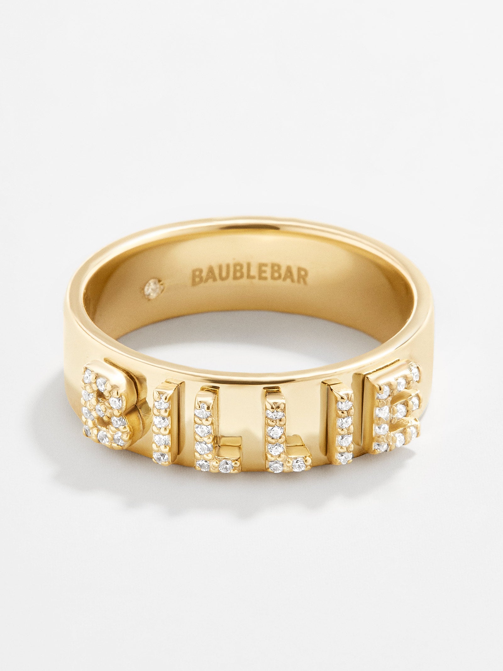 Premium 18K Gold Custom Block Ring - Personalized Luxury with Pavé Cubic Zirconia