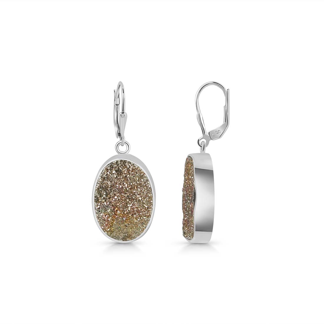 Premium Spectropyrite Druzy Earrings - Ultimate Elegance