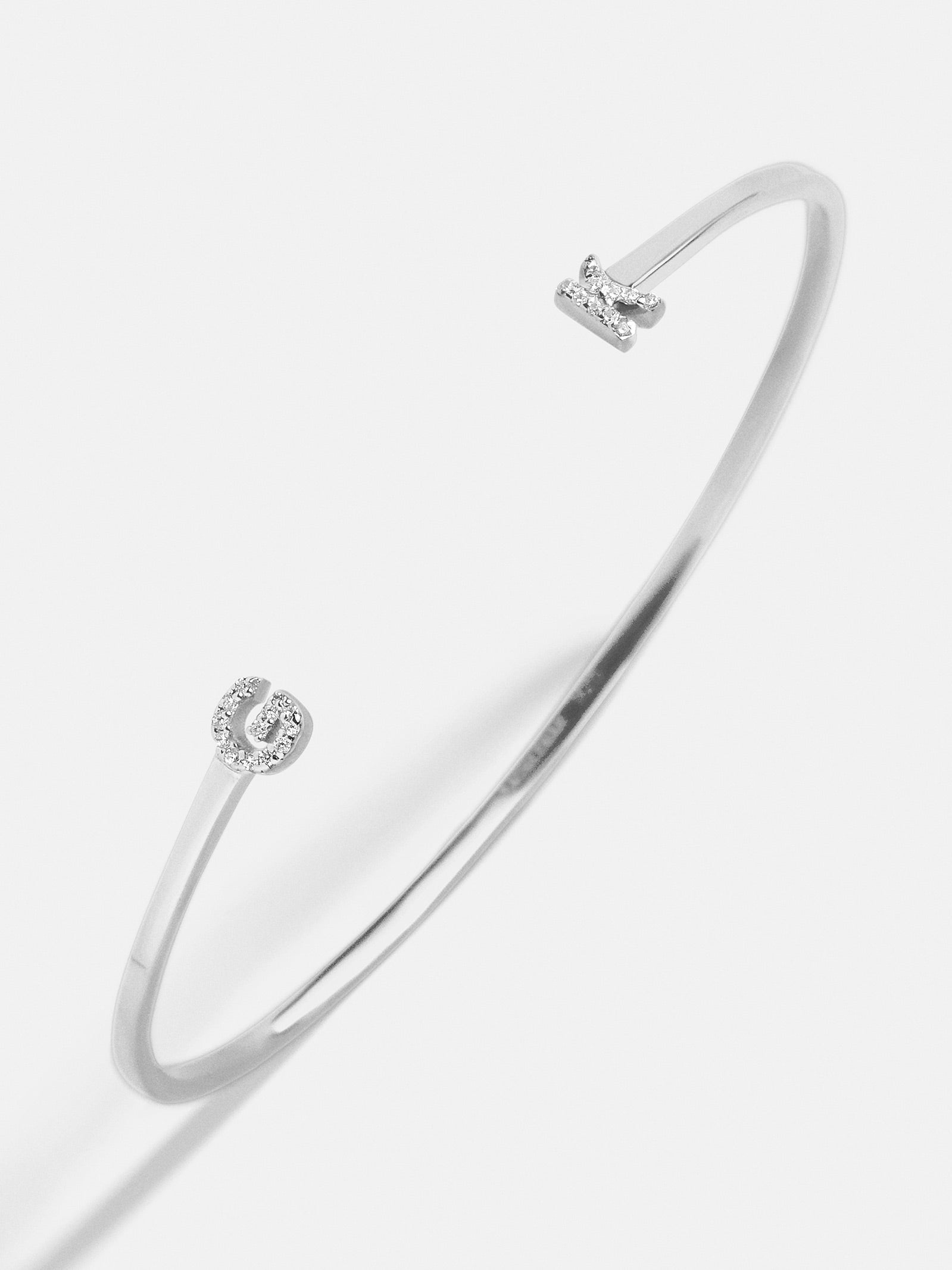 Premium Sterling Silver Double Initial Cuff Bracelet - Pavé & Silver Customizable Keepsake