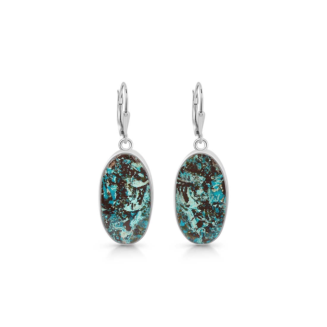 Premium Shattuckite Statement Earrings - Elegant Oval-Cab Design