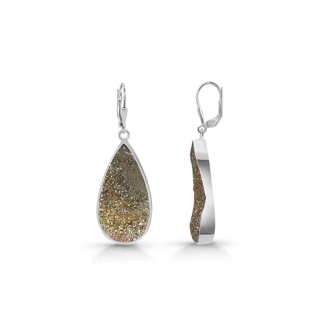 Premium Spectropyrite Druzy Earrings - Shimmering Elegance (SPD-E-31)